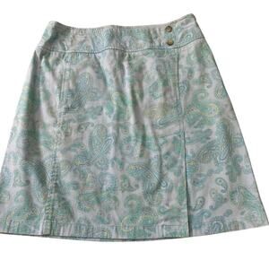 Evan Picone 10 Paisley blue & yellow A-line skirt.